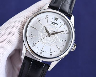 Rolex Geneve Cellini 8215 Movement 40mm 316L Steel 48h Calfskin Band Pixiu Pattern Watch